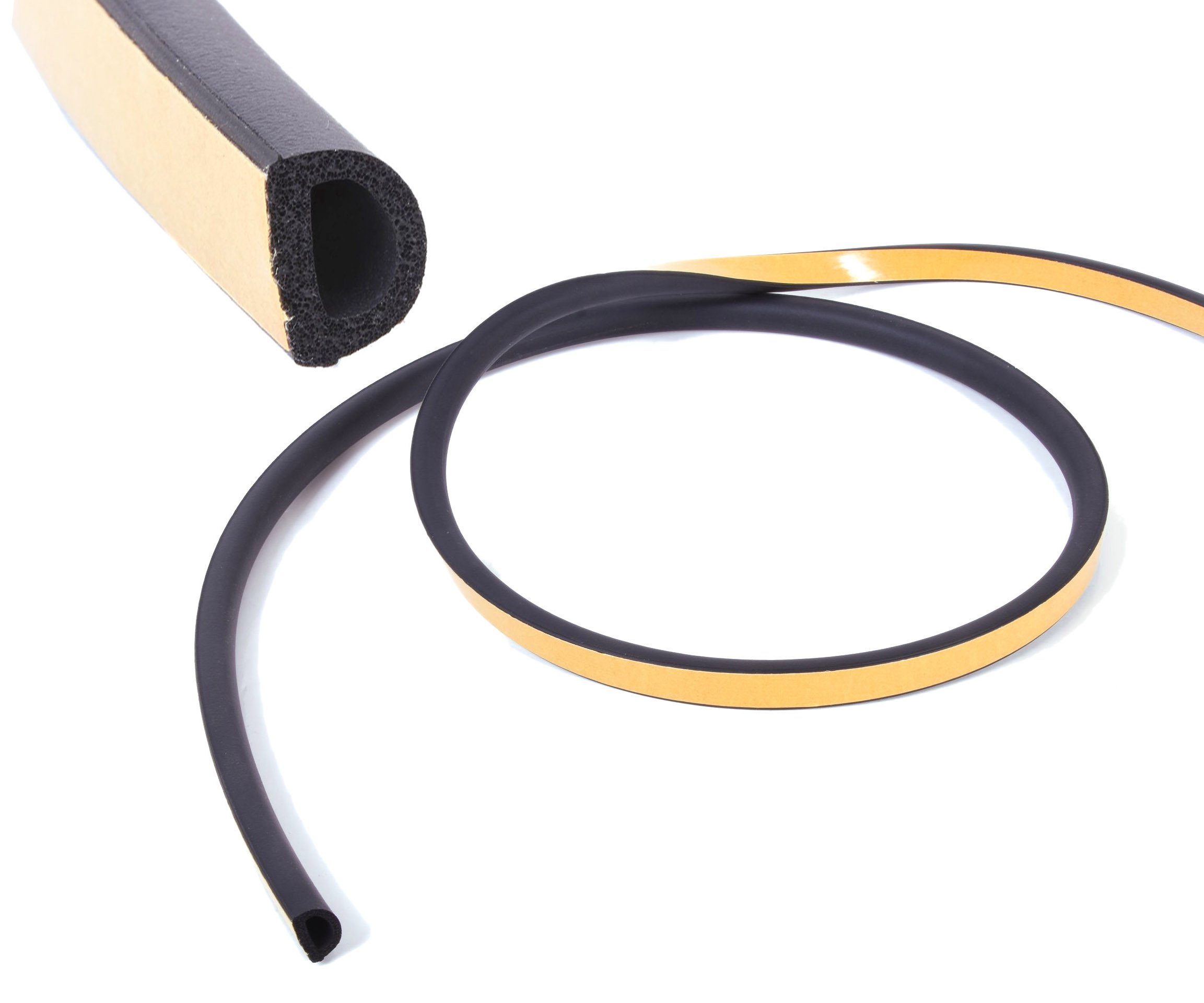 Těsnění oken a dveří D profil černé samolepicí - 14x12mm