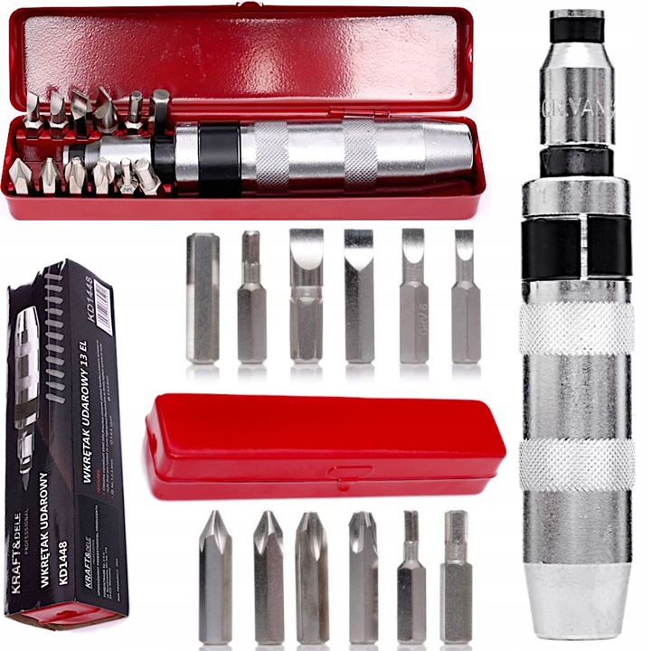 Úderový rázový šroubovák sada 13ks KD1448 KRAFT&DELE