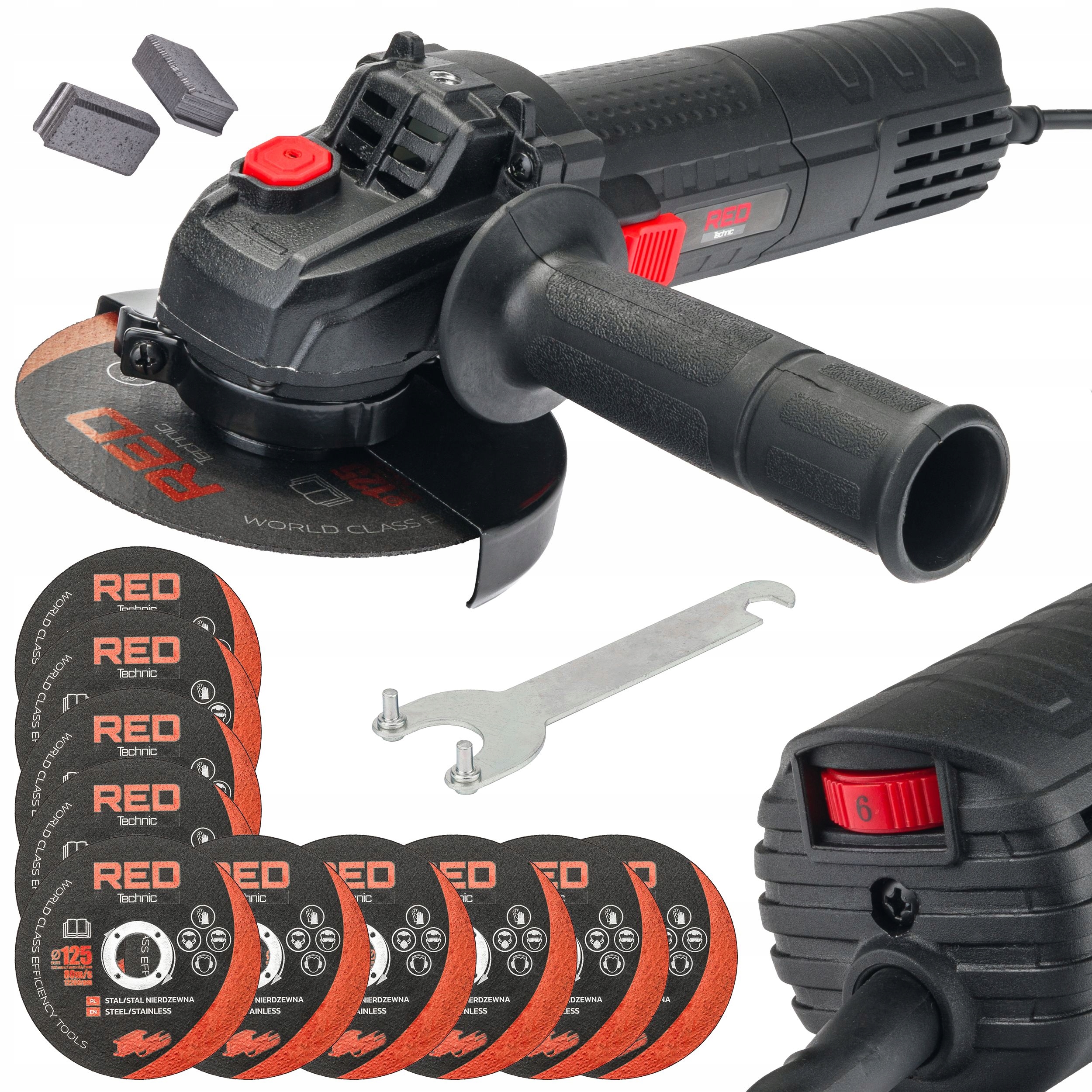 POWERMAT Úhlová bruska s regulací otáček 125mm + 10ks kotoučů