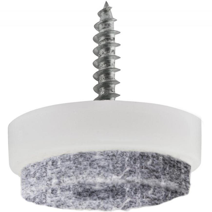 Filcový kluzák s vrutem průměr 24 mm bílý 20 ks Walteco