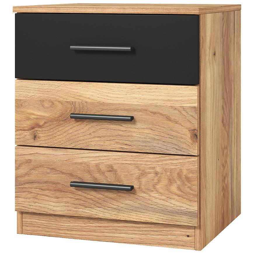 Noční stolek Beta 22 3S dub mauvella/černá Baumax