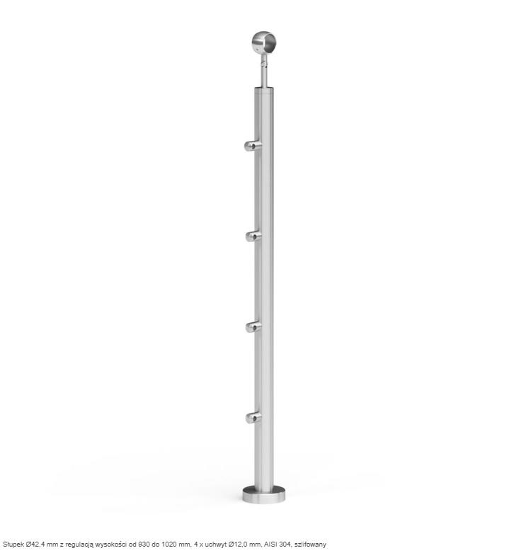 Sloupek atlanta 970mm s nastavením výšky ocel nerez AVIS