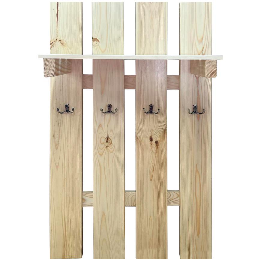 Věšák s policí 4 kovové úchyty borovice Baumax