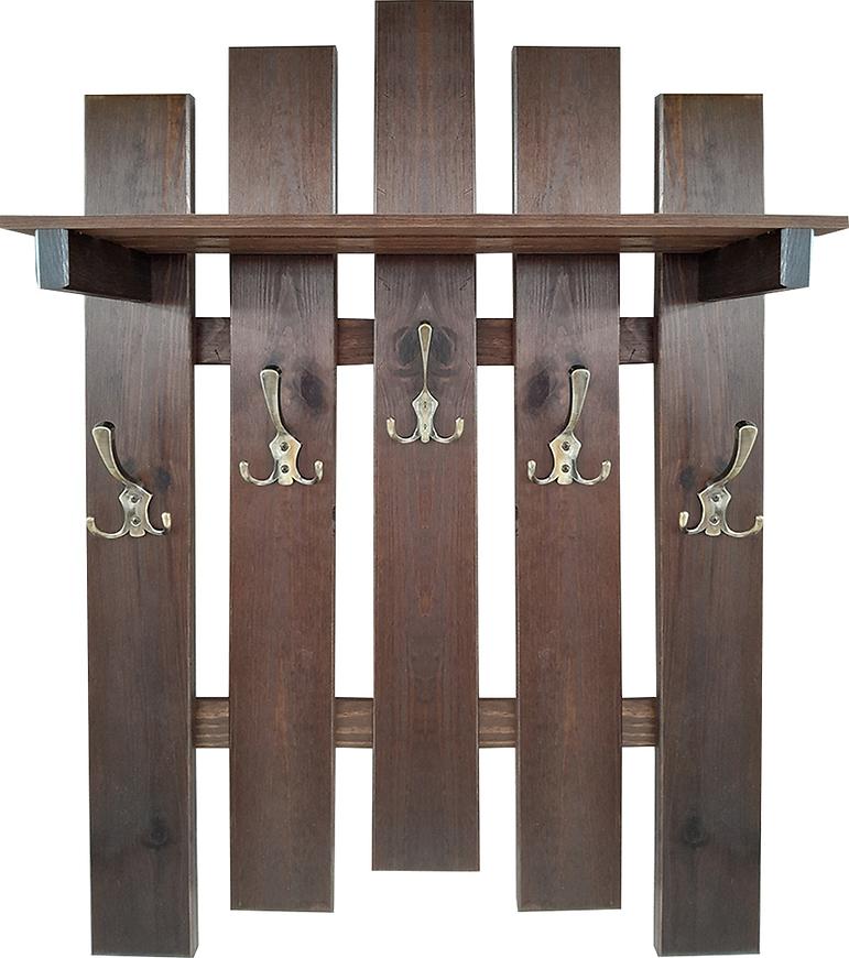 Věšák s policí 5 kovové úchyty dub Baumax