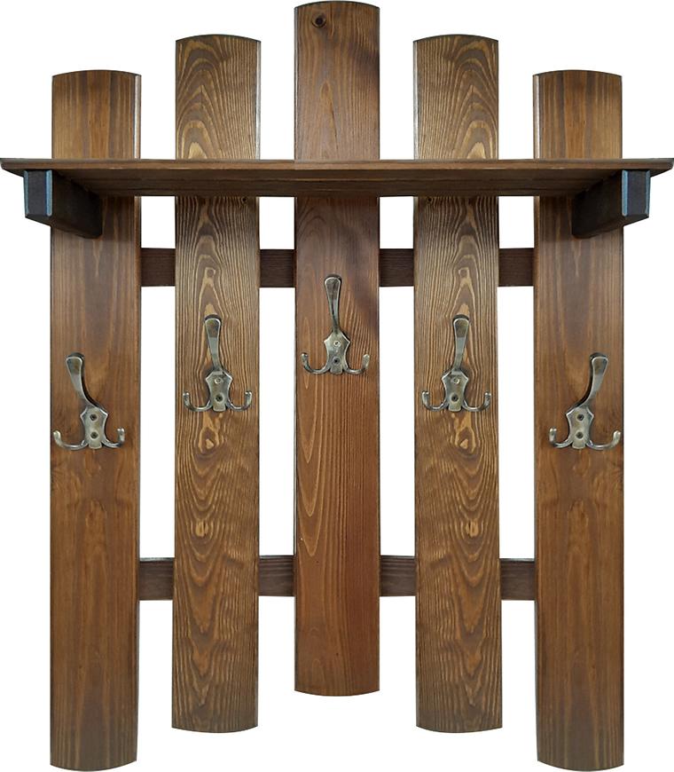 Věšák s policí 5 kovové úchyty hnědá Baumax