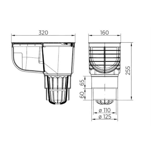 Lapač střešních splavenin přímý DN Ø 125/110 mm