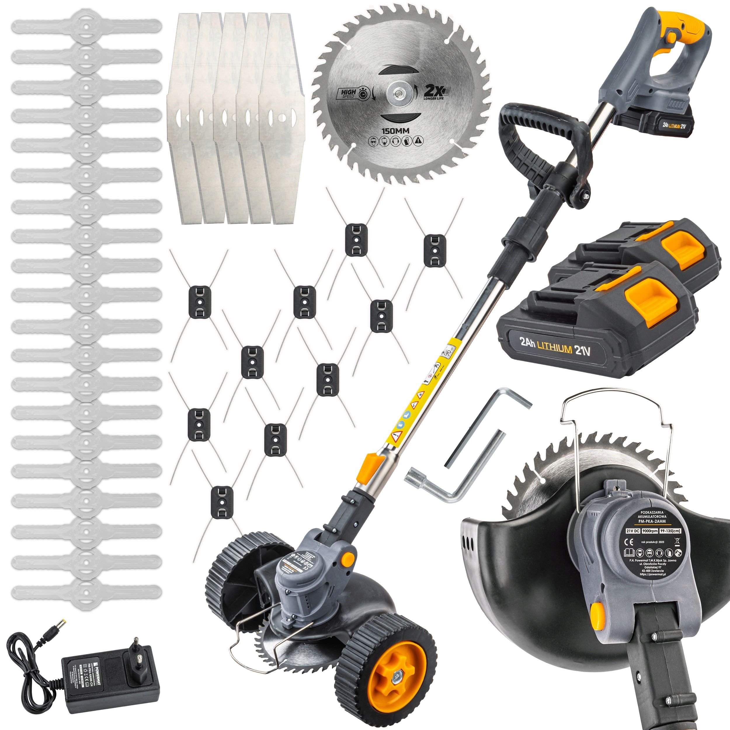 Aku křovinořez 21V s kolečky + příslušenství PM-PKA-2AHM POWERMAT