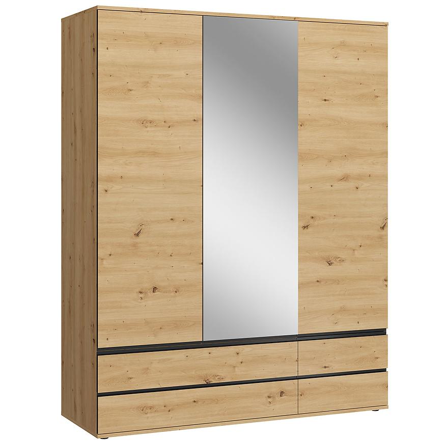 Šatní skříň Naxos S01 dub artisan/dub artisan černá matná Baumax