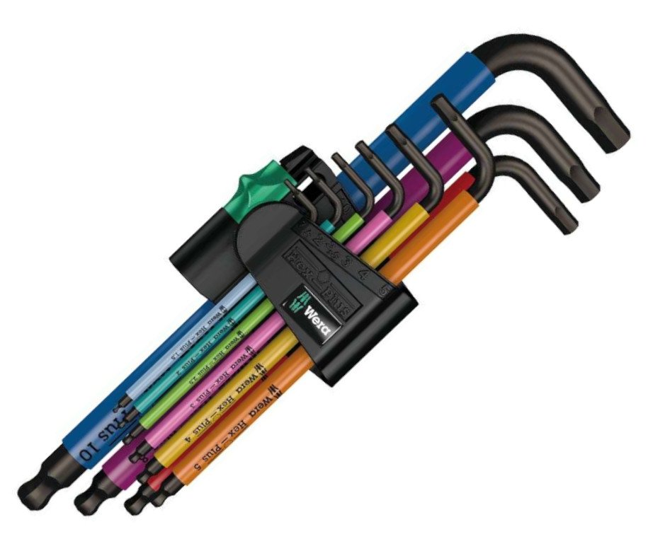 Sada imbus klíčů s kuličkou 9ks 1.5-10mm barevné Hex-Plus Wera