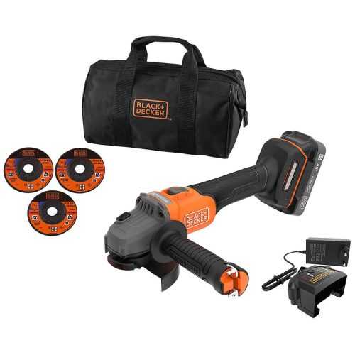 Aku bezuhlíková úhlová bruska 115mm 1x2.0Ah + AC Black & Decker