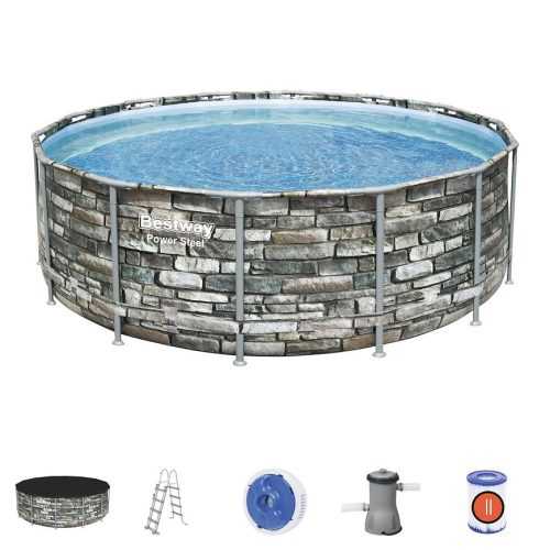 Bazén Power Steel 4.27 x 1.22m s filtrací vzor cihla 56993 Bestway