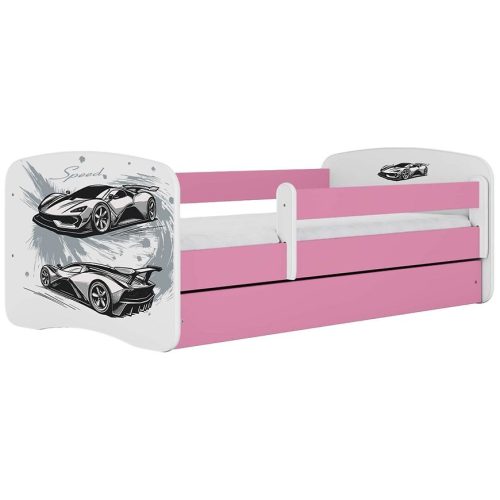 Dětská postel Babydreams+SZ+M růžová 80x180 auto Baumax