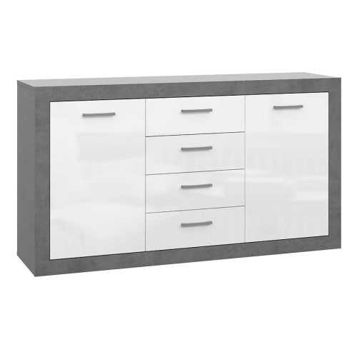 Komoda Trebbia 2D4S beton/bílý lesk 042025 Baumax