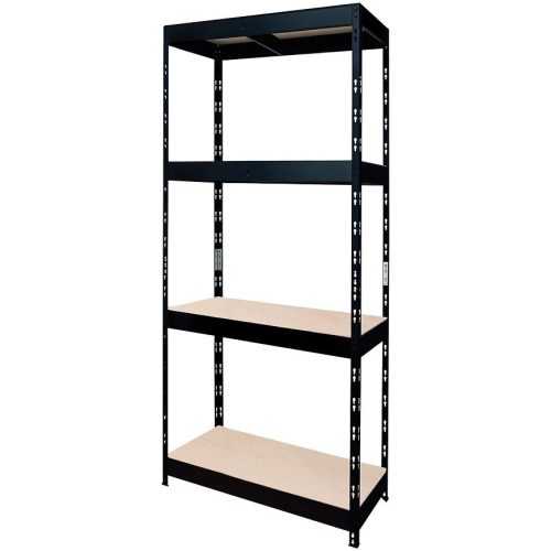 Kovový zásuvný regál černý 180x75x35 cm – 4 police/200 kg Baumax