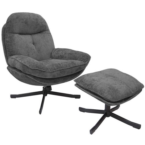 Křeslo Karmen s podnožkou tmavě šedá Baumax