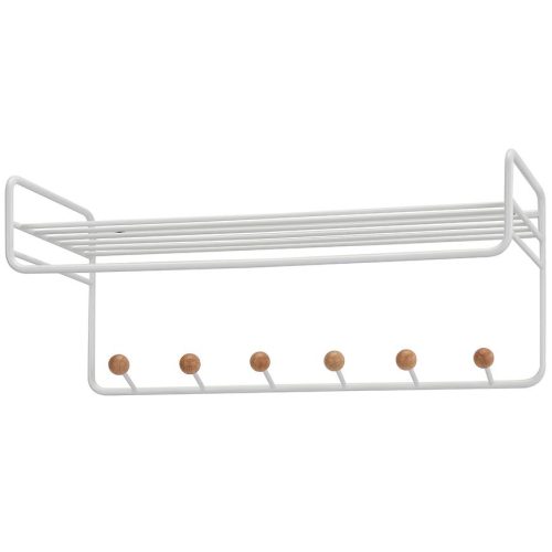 Nástěnný věšák s poličkou a háčky GC7230 bílá/přírodní Baumax