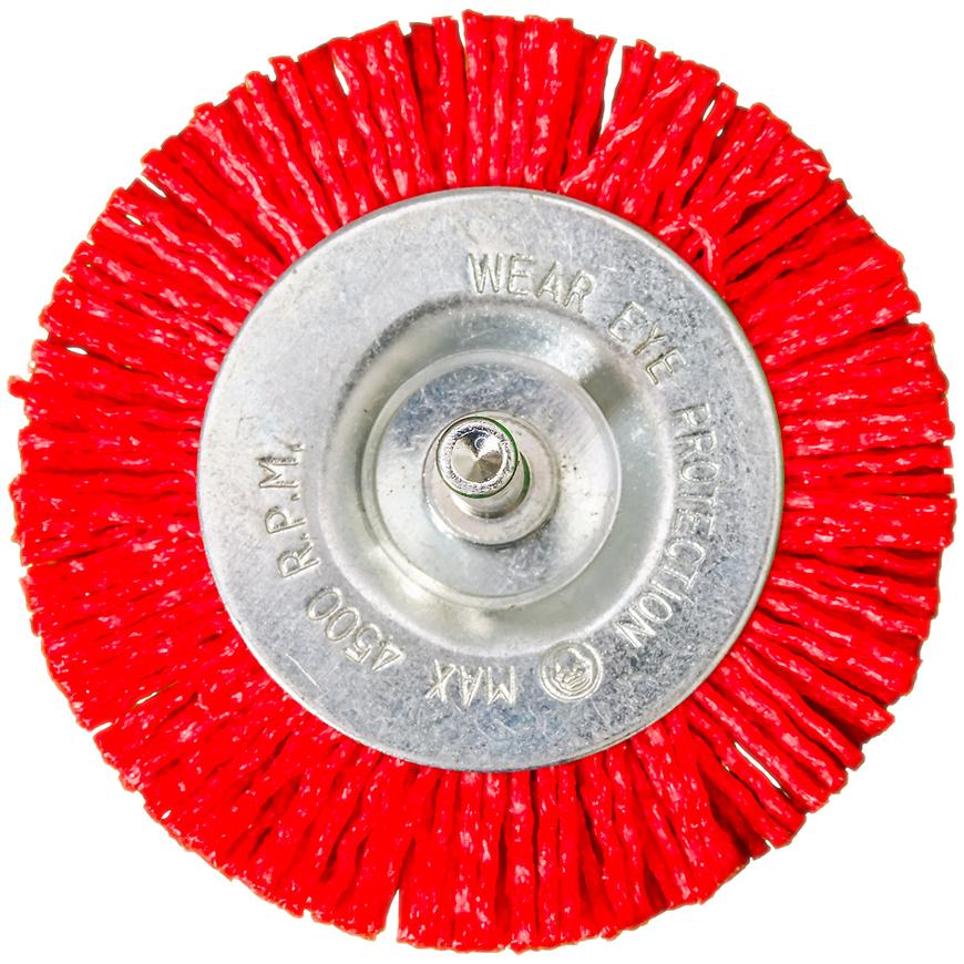 Nylonový kartáč na kola 75 mm se stopkou 6 mm Drel