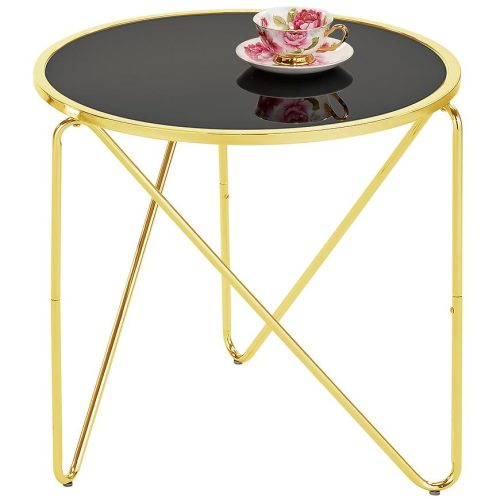 Odkládací stolek GC7336 57x57x54 mosaz/černé sklo Baumax