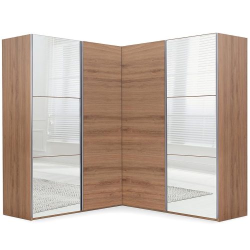 Rohová šatní skříň Merida dub divoký/zrcadlo Baumax