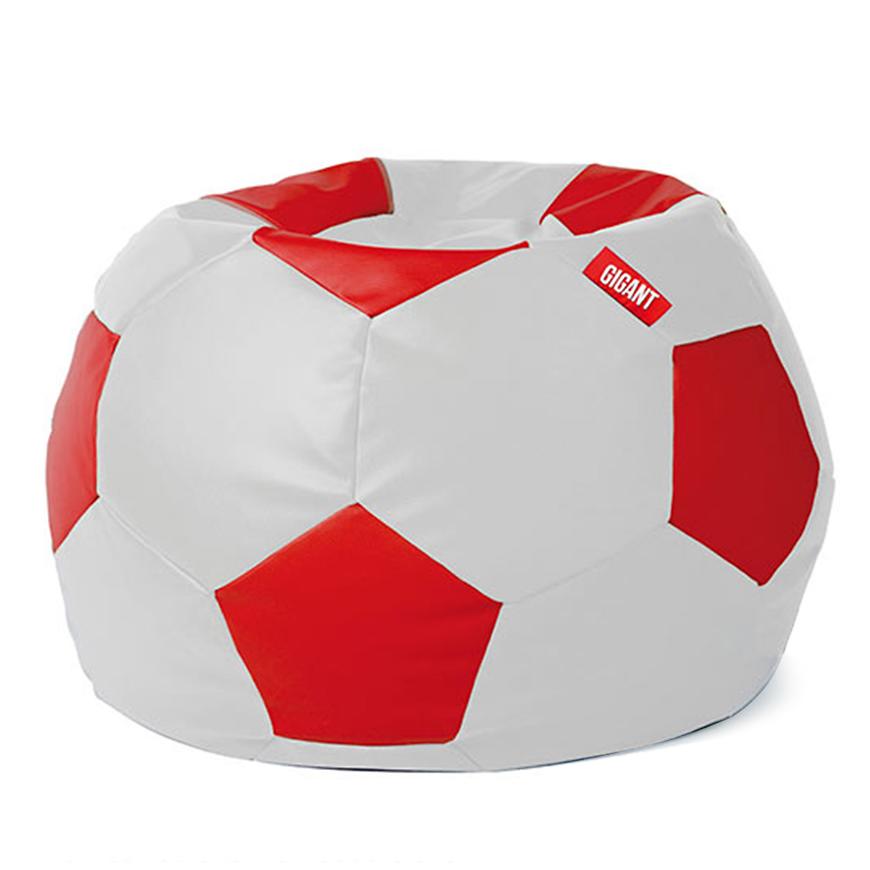 Sedací vak fotbalový míč ekokůže bílo-červený Baumax