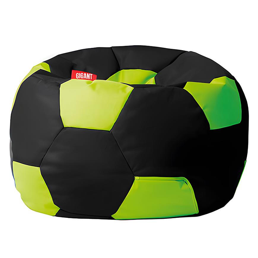 Sedací vak fotbalový míč ekokůže černo-limetkový Baumax