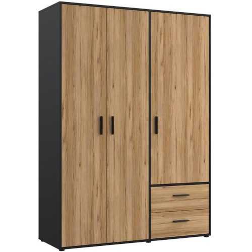 Skříň Mokkaro 145 3d2s černá/dub catania 042025 Baumax