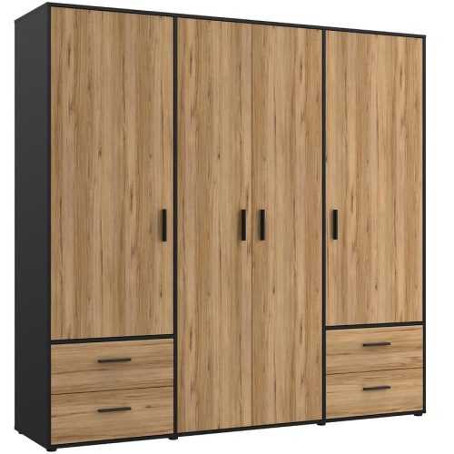 Skříň Mokkaro 200 4d4s černá/dub catania 042025 Baumax