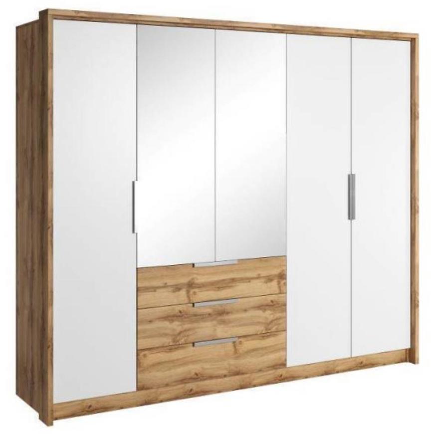 Skříň Tony 255 dub wotan bílá zrcadlo Baumax