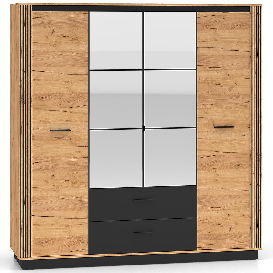 Skříň Urso 01 dub craft zlatá/černá Baumax