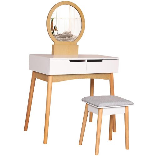 Toaletní stolek se stoličkou Sylvia 017 9515 barva bílá/přírodní Baumax