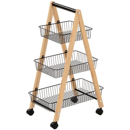 Úložný vozík 3patrový GC6182 přírodní/černá Baumax