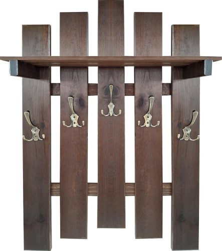 Věšák s policí 5 kovové úchyty dub Baumax