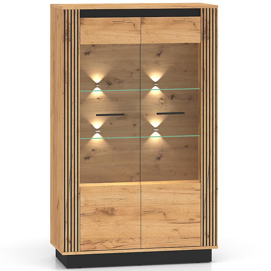 Vitrína Urso 05 dub craft zlatá/černá Baumax