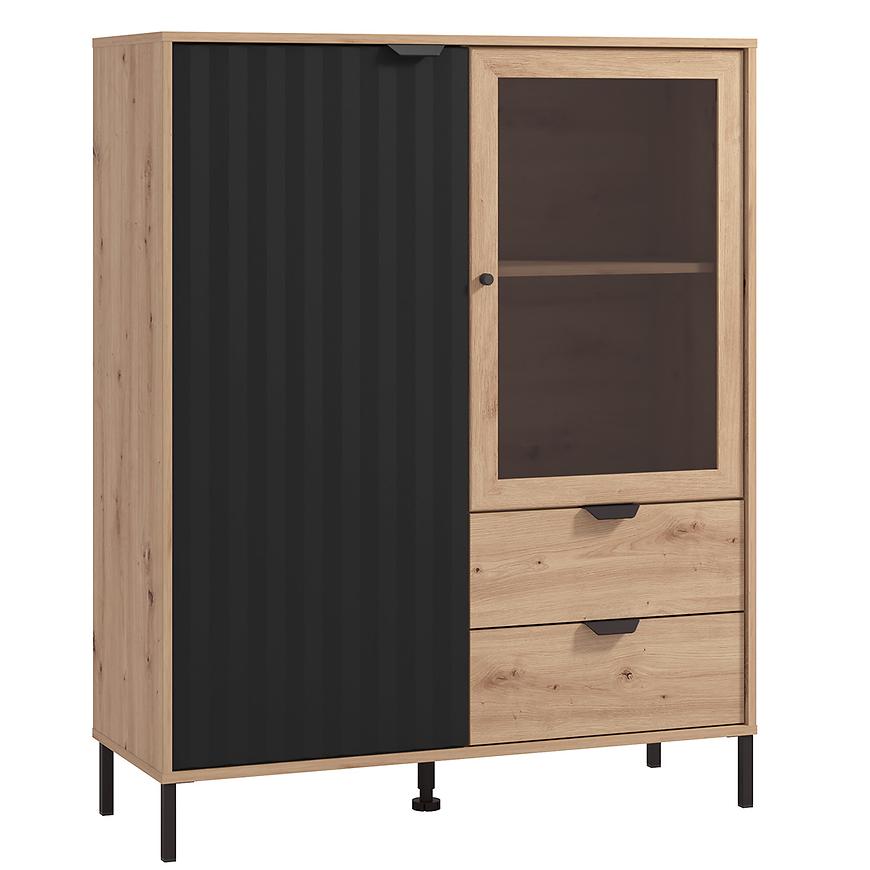 Vitrína Vandea 2K2F artisan/černá 11013561 Baumax