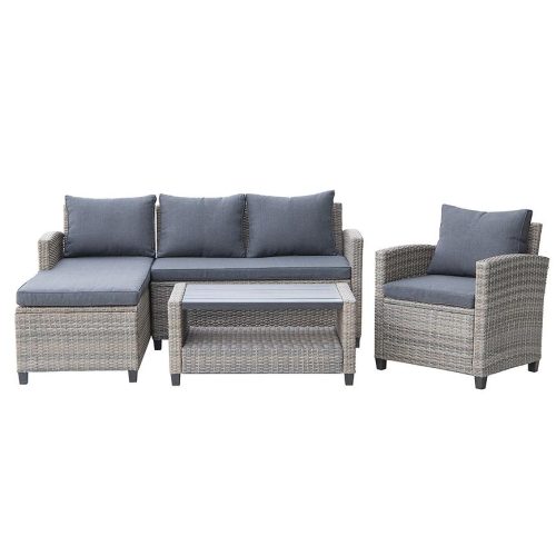 Zahradní sestava z umělého ratanu Stockholm Mini natural šedá Baumax