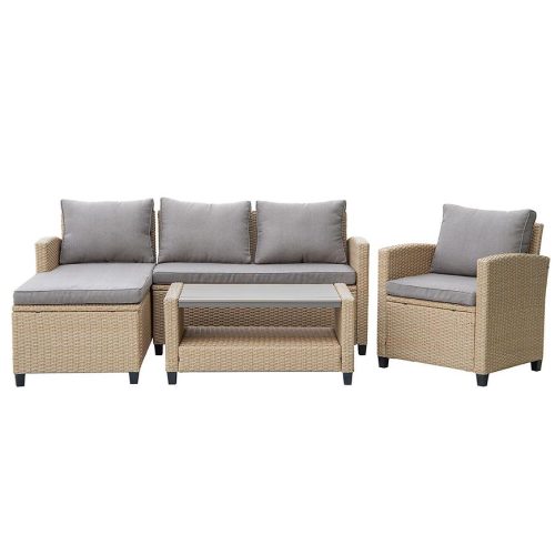 Zahradní sestava z umělého ratanu Stockholm Mini natural Baumax