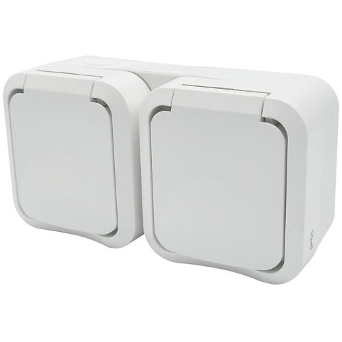 Zásuvka dvojitá na omítku Aqua Pro IP55 vodotěsná bílá kryt bílý DUWI