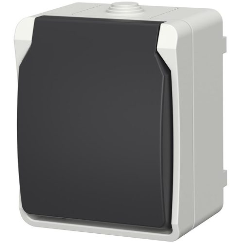 Zásuvka jednoduchá na omítku Aqua Plus IP54 vodotěsná šedá kryt šedý DUWI