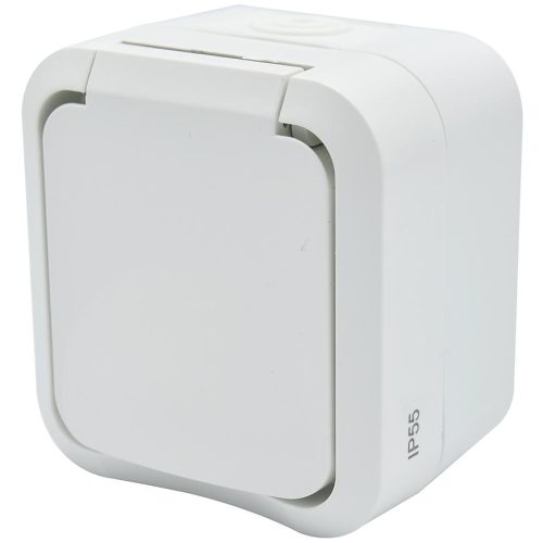 Zásuvka jednoduchá na omítku Aqua Pro IP55 vodotěsná bílá kryt bílý DUWI