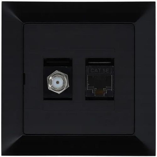 Zásuvka typu F + RJ-45 Medium černá TIMEX