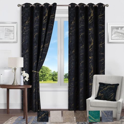 Závěsy s oky Velvet Justi YX514 135x250 černý Baumax