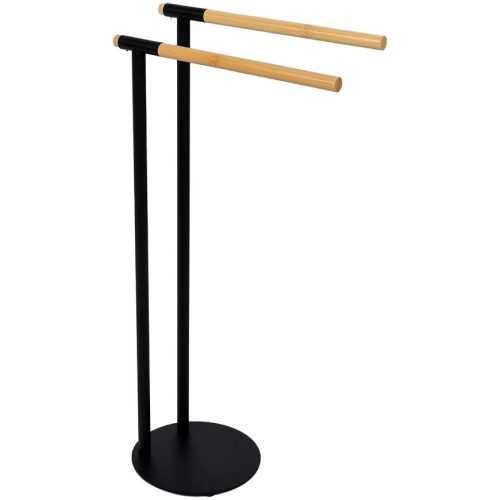 Věšák na ručníky černý/bambus bth0063ba-a