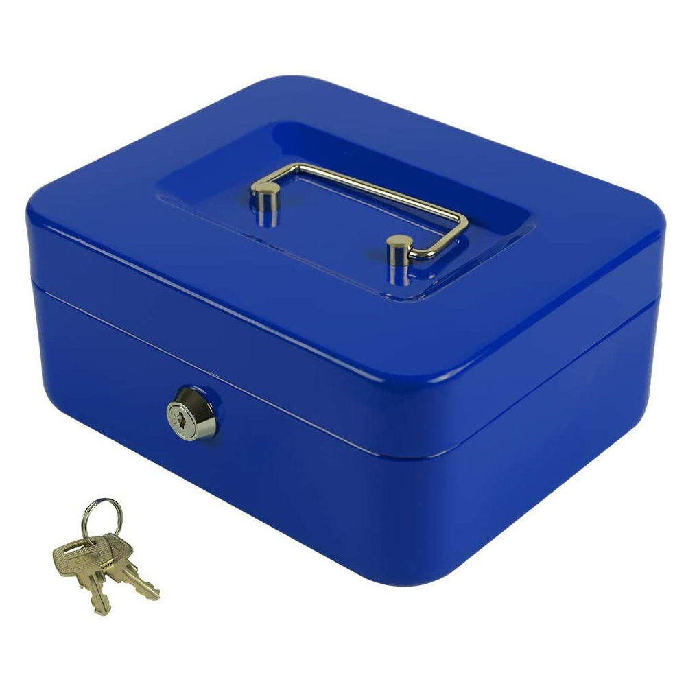 Kovová pokladna na peníze přenosná s plastovým pořadačem 01442 JIPOS