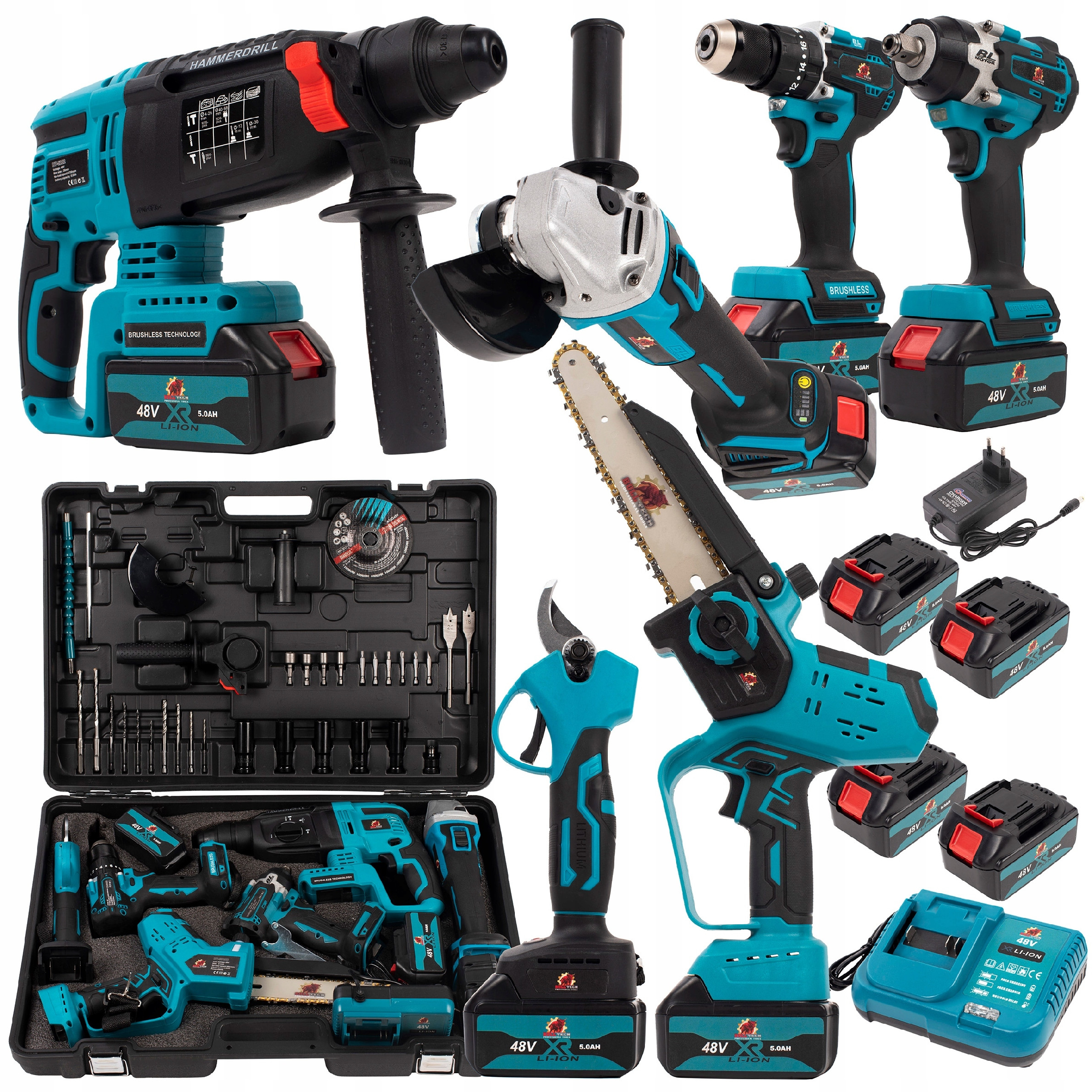 Sada aku nářadí 6v1 v kufru 3x48V BT5219b ONDRAGON