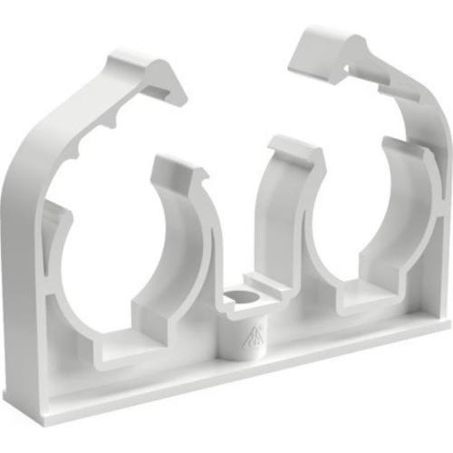 Příchytka D 2 x 15 s klipem bílá