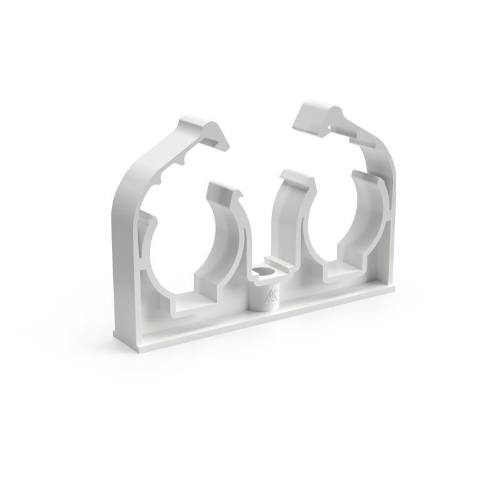 Příchytka D 2 x 28 s klipem bílá