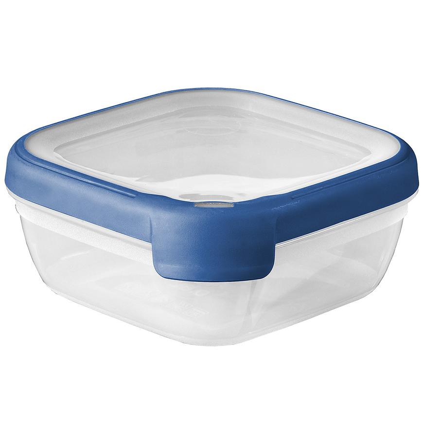 Box čtverec 0.75l průhledný/modrý