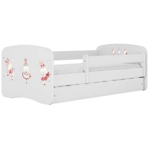 Dětská postel Babydreams+SZ+M bílá 80x180 Tančící králíčci Baumax