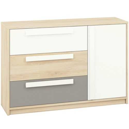 Komoda Drop 138cm Buk Fjord/Bílá/Šedá Platina Baumax