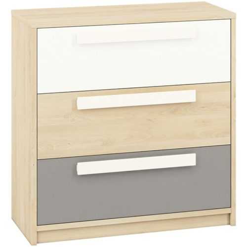 Komoda Drop 92cm Buk Fjord/Bílá/Šedá Platina Baumax